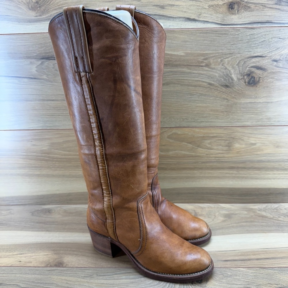 Frye Cognac Tan Leather Knee-High Riding Boots - Picture 2 of 14
